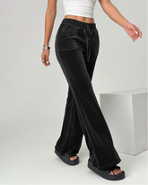 Black Velvet Wide Leg Sweatpants